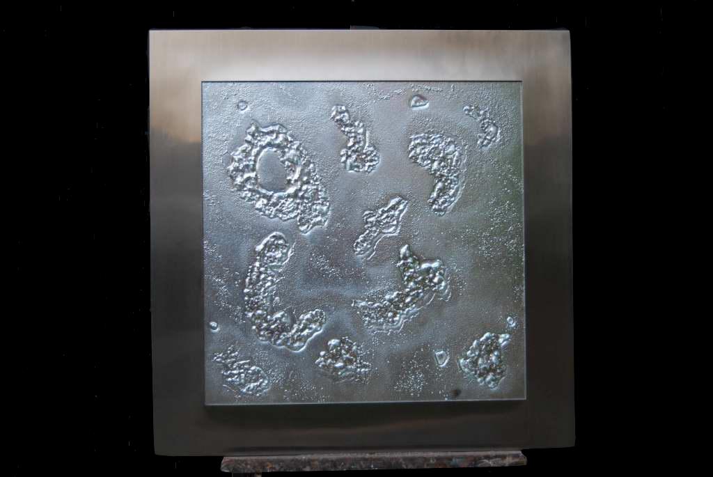 Leuchtendes Flachglas Motiv "Neuland" weis